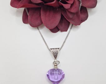 Purple Heart Vial Pendant Necklace, Dainty Stash Necklace Clear Blood Vial Kit, Ash Storage Perfume Vial Necklace Crystal Gift