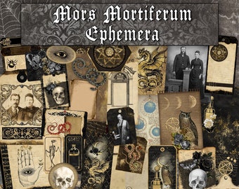 Mors Mortiferum Ephemera Kit for Journaling & Scrapbooking, Gothic Oddity Journaling, Halloween Junk Journaling Ephemera