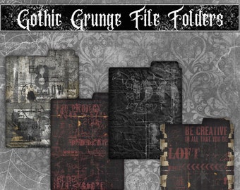 Gothic Grunge File Folders, File Folders for your Junk Journals, Printable File Folders, Mini File Folders.