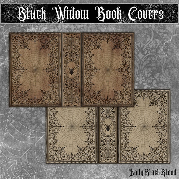 Black Widow Book Covers in 2 sizes for junk journals