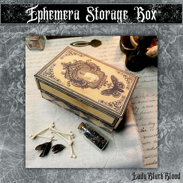 Ephemera Storage Box, gothic Box, Printable Box, Victorian style Box, Paper-Crafts