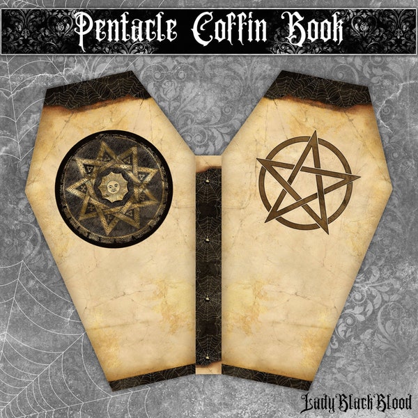 Pentacle Coffin Book, Coffin Journal, Coffin Junk Journal