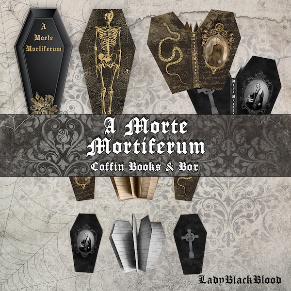 Coffin Box and Coffin Books, gothic, occult,Oddity,printable coffin Box, printable coffin Books,Creepy,Junk Journal,Scrapbooking,papercrafts