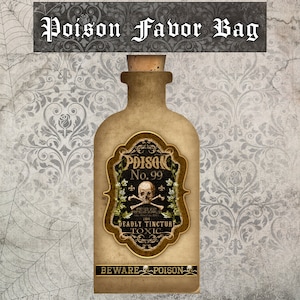 Halloween Favor bag, Apothecary Bottle, Poison bottle Favor bag, Trick or treat bag, halloween party favor bag