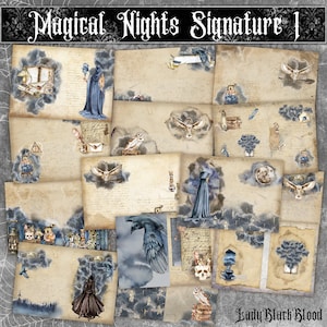 Magical Nights Junk Journaling Pages, Gothic, Witchcraft, Occult, Mystical, Magic Junk Journal