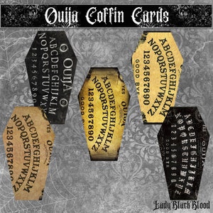 Ouija Coffin Cards, Tags, Gift Tags, Halloween Junk Journal, Scrapbooking Tags, Ouija Board Tags, Halloween, Journal Embellishments
