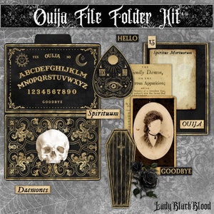 Ouija File Folder Kit, File Folders for your Junk Journals, Printable File Folders, Mini File Folders.