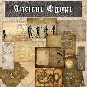 Oud Egypte Decoratief papier, Plakboek, Tijdschriftpagina's, Collageblad, Enveloppen, tabbladen, Boekomslag, Tags,,