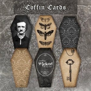 Sargkarten. Gothic Journal Karten, Halloween Journaling, Scrapbooking, Papercrafts, Sarg karten