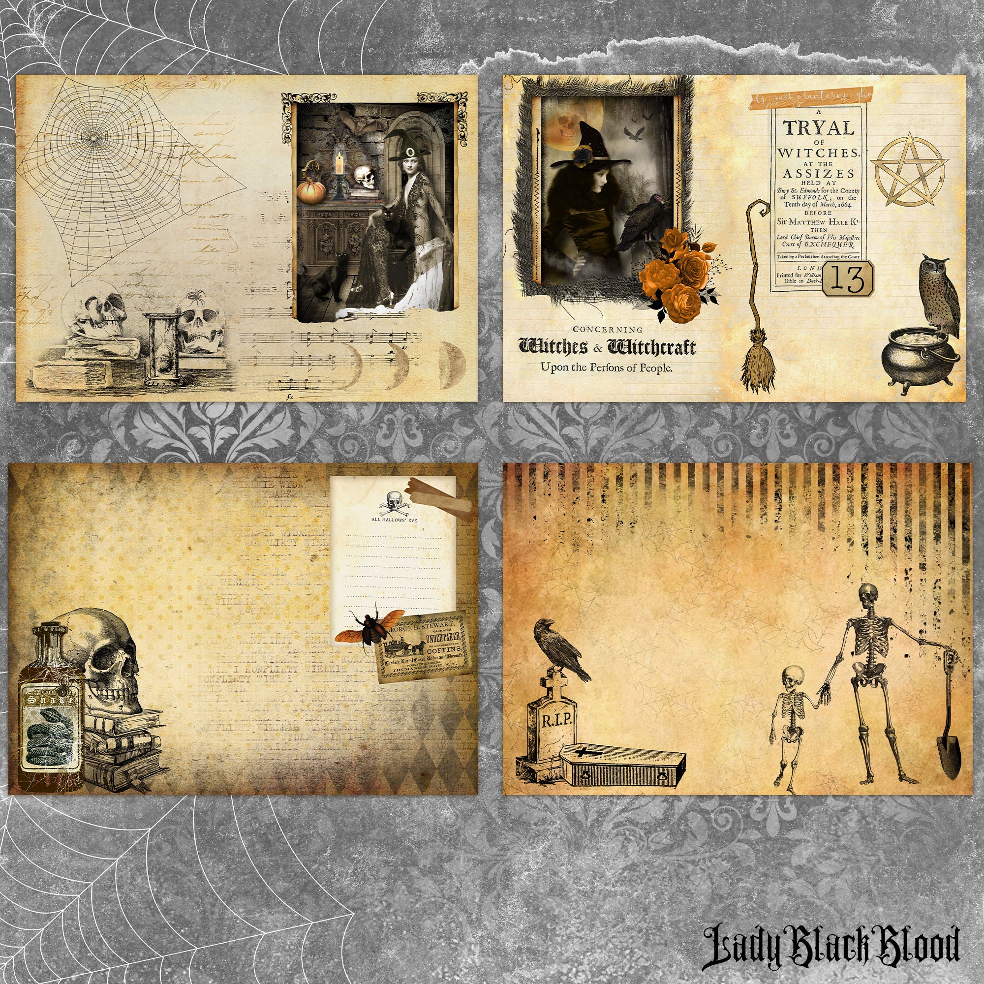 Halloween Journal Kit, Junk Journal Kit, Halloween Journal Pages and ...