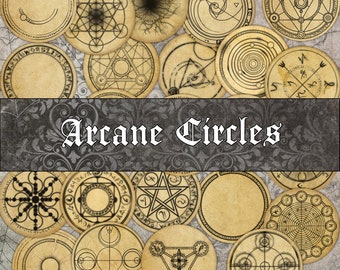 Círculos Arcanos 24 círculos mágicos, en formato jpeg y png, adornos para diarios mágicos, elementos de elaboración para diarios basura y manualidades.