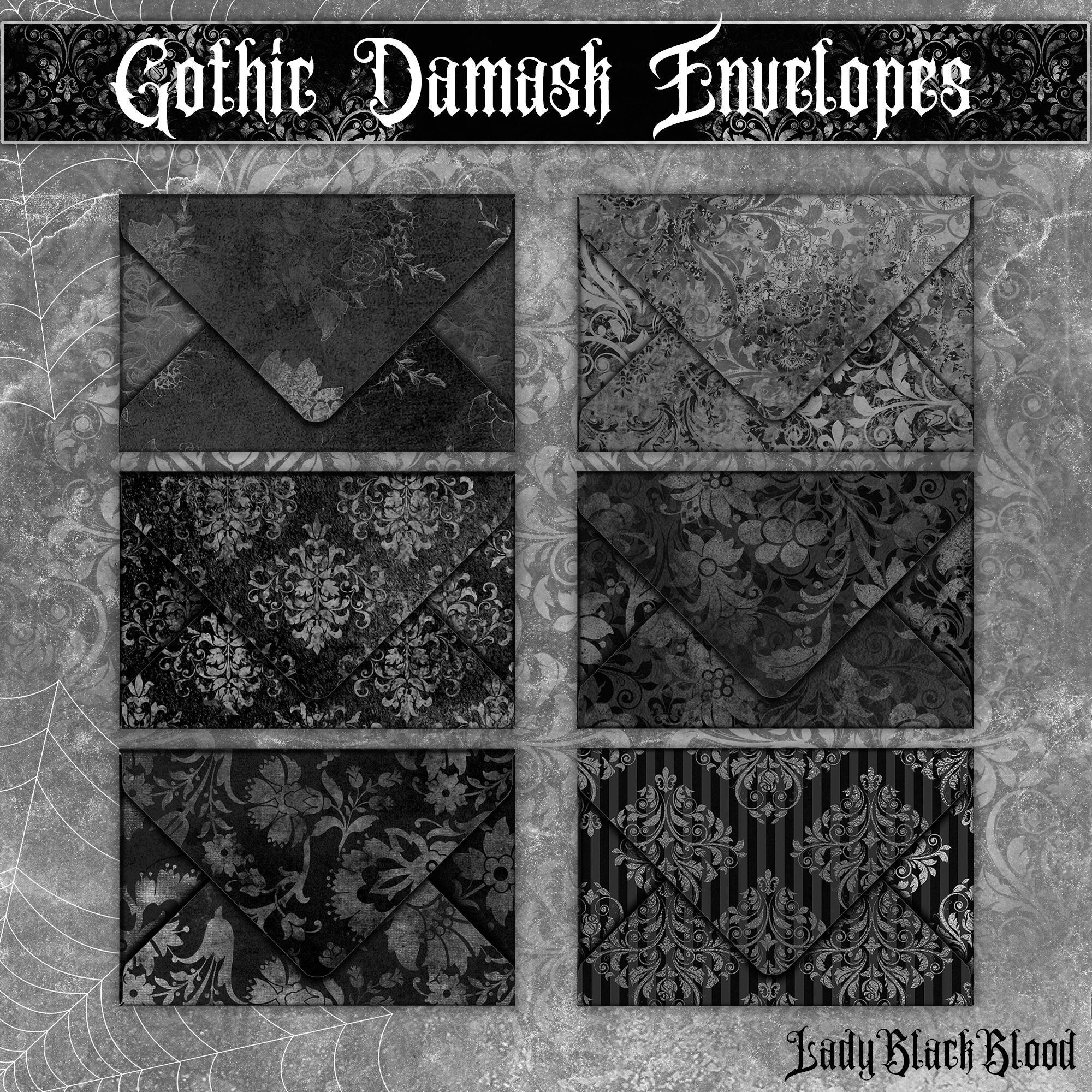 Gothic Damask Envelopes for Junk Journals Etsy