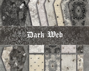 Spider Coffin Journal Pocket with cards and tabs,Gothic,Coffin and rectangle shaped card inserts, journaling, scrapbooking, gothic