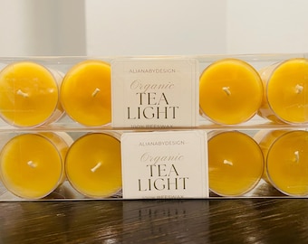 Unscented Organic Yellow Beeswax Tealights: Non-toxic, beeswax is produced in the USA