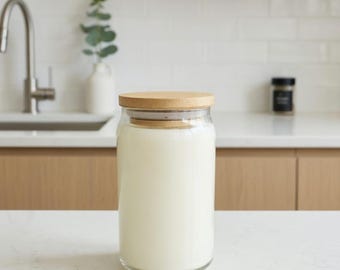16oz Soy Wax Candle: Unscented Vegan Beer Style Container candle with lid