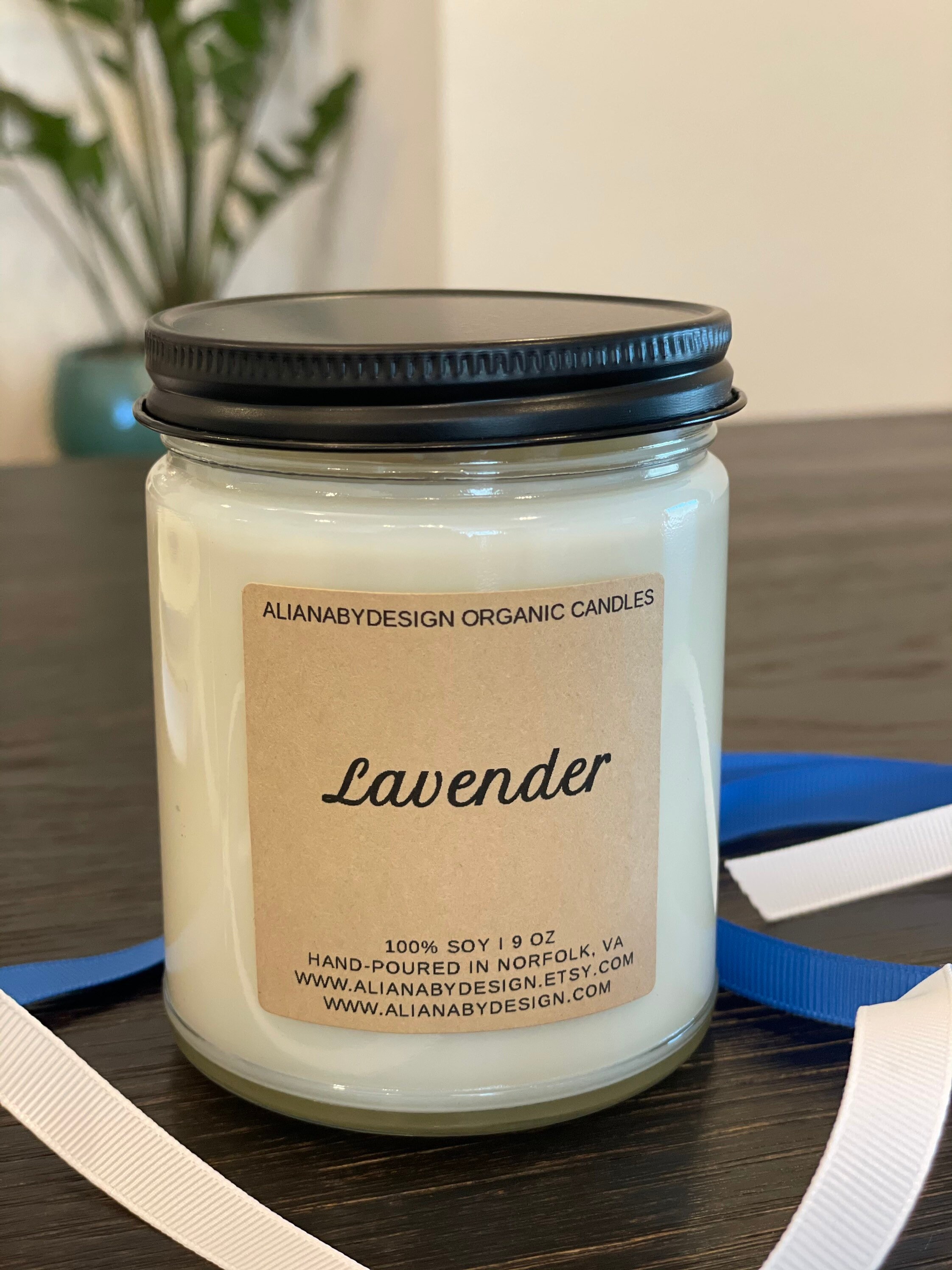 9oz 100% Organic Soy Wax LAVENDER . Housewarming Gif Candle Non
