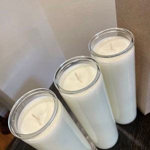 Unscented 100% natural candle PER PIECE. 7-9 day soy prayer candle, unbleached cotton wicks. Vegan, dye free, plain candle, no label. image 8