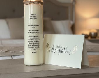 Memorial Candle: 18oz Natural Soy Wax with Sympathy Card