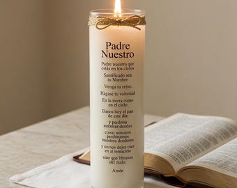 Padre Nuestro Prayer Candle – 18oz Natural Soy Wax