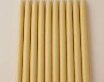 10pack - Organic hand-dipped Beeswax Taper Candles by AlianabyDesign