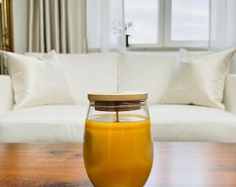 15oz - Organic Beeswax candle in a perfection tumbler with lid