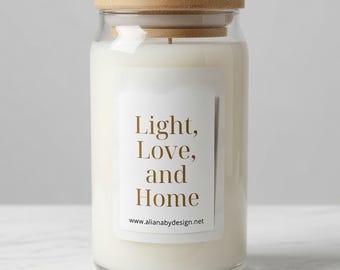 Light, Love, and Home soy candle with lid by AlianabyDesign