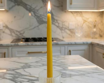 20pk - 6" dripless hand-dipped Organic Beeswax Taper Candles – clean burning.