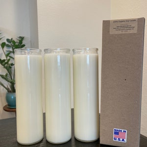 Unscented 100% natural candle PER PIECE. 7-9 day soy prayer candle, unbleached cotton wicks. Vegan, dye free, plain candle, no label. image 6