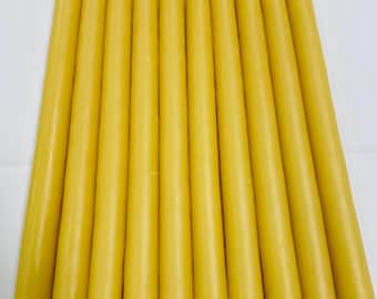 10pack - Organic hand-dipped Beeswax Taper Candles – clean burning.
