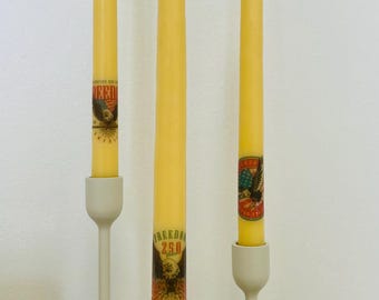 Set of 3 Organic Beeswax Taper Candles – 250 Years of America Memorabilia
