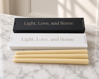 Hand-Dipped Beeswax Taper Candles, 12.5" x 0.90” Mid-Century Modern Dinner Tapers (Set of 3)