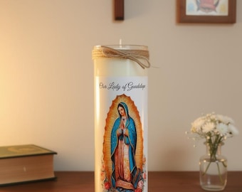 Custom religious candle - Name your Saints or figure prayer candle: soy wax, vegan, dye-Free.