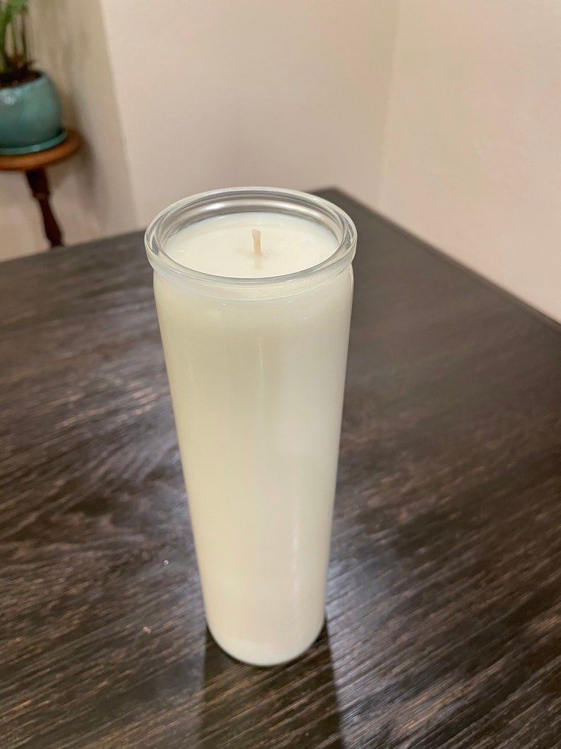 Unscented 100% natural candle PER PIECE. 7-9 day soy prayer candle, unbleached cotton wicks. Vegan, dye free, plain candle, no label. image 3