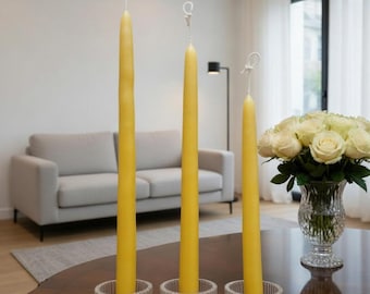 6-12 inches x 3/4” width Organic Beeswax Taper Candle with Holder – unbleached cotton wick