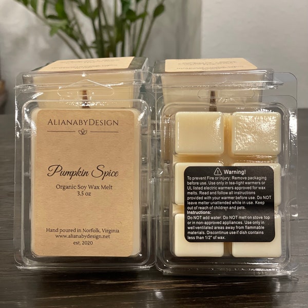 Wax Melt - made from 100% organic no blend soy. Vegan and dye free!