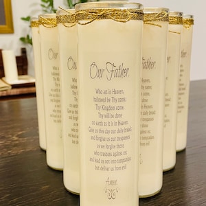 The Lord’s Prayer candle - tall prayer candle, made of soy wax, vegan and dye free.