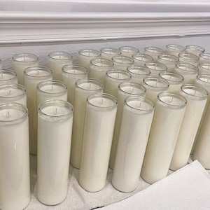 Unscented 100% natural candle PER PIECE. 7-9 day soy prayer candle, unbleached cotton wicks. Vegan, dye free, plain candle, no label. image 9