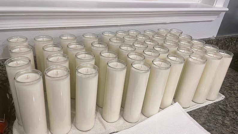 Unscented 100% natural candle PER PIECE. 7-9 day soy prayer candle, unbleached cotton wicks. Vegan, dye free, plain candle, no label. image 9