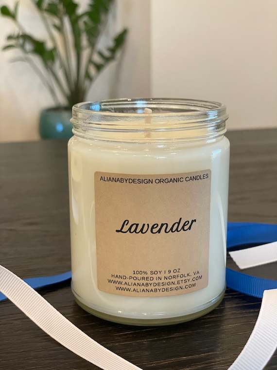 9oz 100% Organic Soy Wax LAVENDER . Housewarming Gif Candle Non-toxic Soy  Wax Candles Candles in Jars Amber Jar candles. 