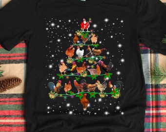 Funny Chickens Christmas Tree Tee Ornament Decor Gift T-Shirt Funny Chickens Christmas Tree Tee Ornament Decor Gift T-Shirt