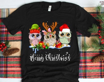 womens happy hoolidays christmas t shirt funny owl holiday cute tacky gift idea