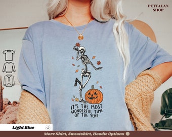 Es la época más maravillosa del año Camisa de Halloween / Camiseta vintage de Halloween / Halloween Fall Skeleton Pumpkin Spooky Season Gifts