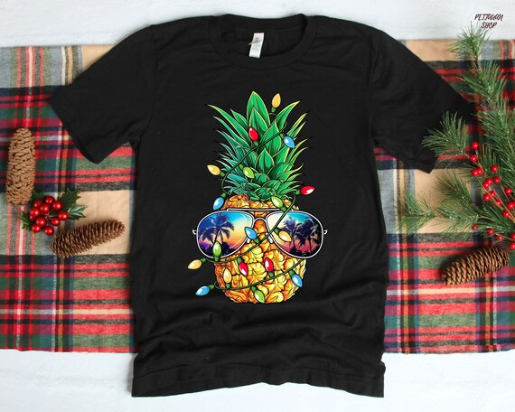 Pineapple Christmas Tree Lights Xmas Men Gifts Sunglasses T-Shirt Pineapple Christmas Tree Lights Xmas Men Gifts Sunglasses T-Shirt