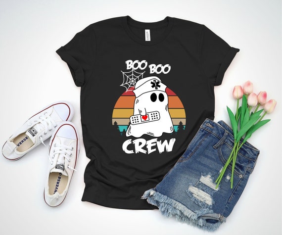 Boo Boo Crew Retro Shirt, Funny Nurse Halloween T-Shirt, Ghost Holding Toilet Paper Tee, Gift for Her, Nurse Doctor Paramedic Lover Gift