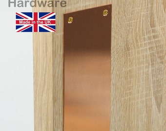 Finger Plate Push Plate BRUSHED COPPER Satin Finish (SBCOP) Quality Made in England c/w Fixing Screws