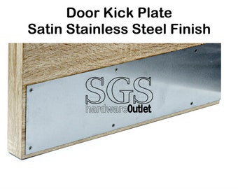 SSS Brushed Stainless Steel Kick Plate Kicking Plate Made in England Screws Included Door Protection