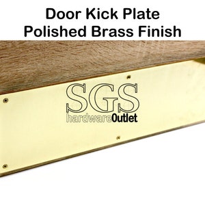 Solid Polished Brass Kick Plate Kicking Plate Made in England Screws Included Door Protection