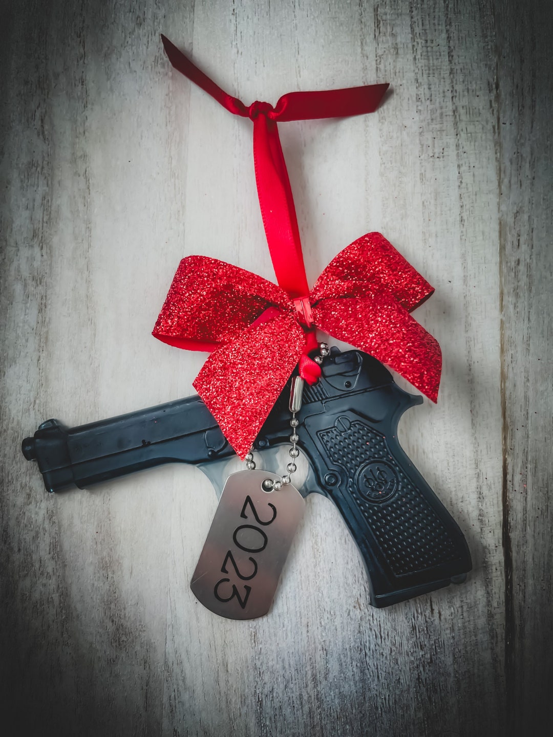 2023 Black Handgun Christmas Ornament, Gifts for Him, Gift for Dad