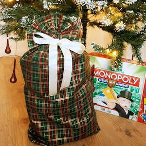 Großer Weihnachtssack, Großer Geschenkbeutel, Kordelzugbeutel für Geschenke, Geschenkbeutel aus Stoff, Umweltfreundlicher, wiederverwendbarer Beutel