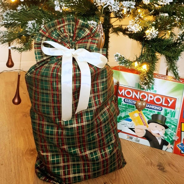 Large Christmas Sack, Large drawstring gift bag, Drawstring bag for presents, fabric gift bags, Environmentally friendly, reusable bag